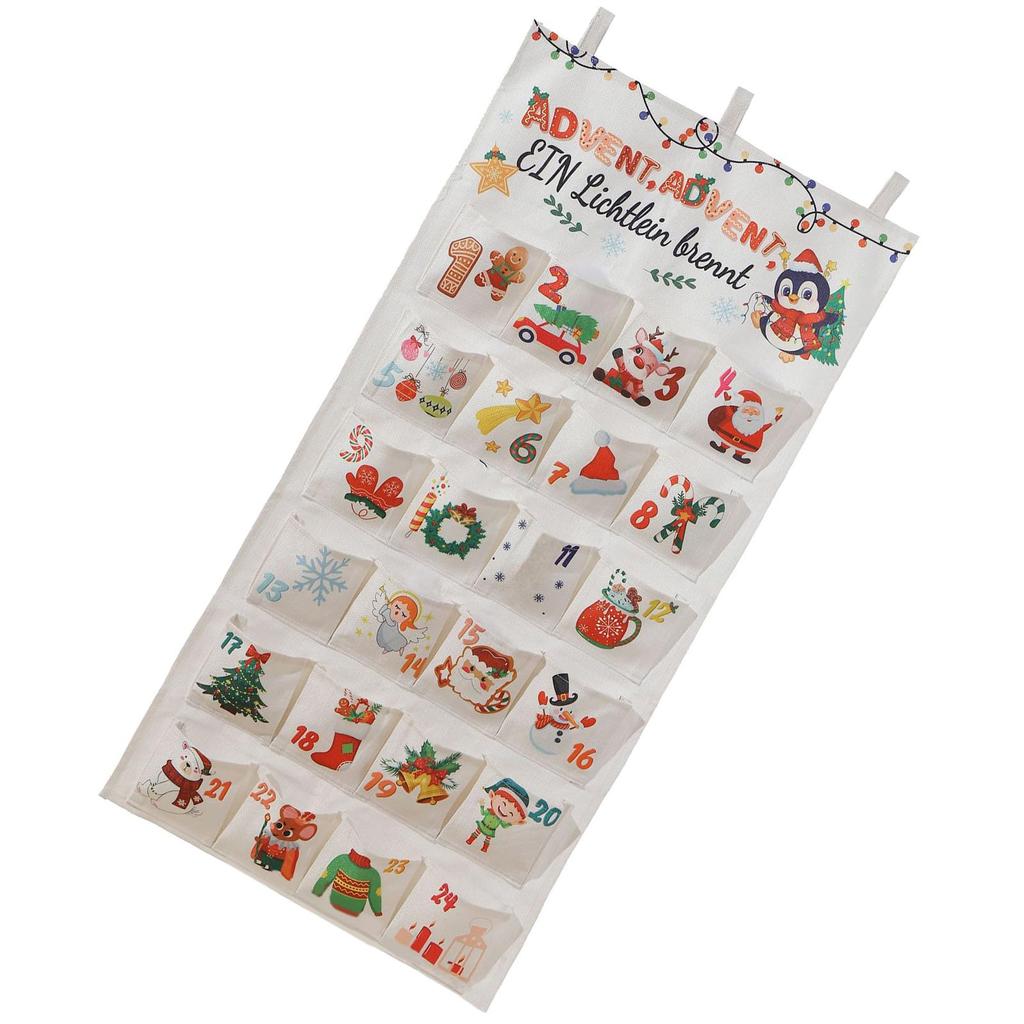 2025 Wall Hanging Christmas Advent Calendar 24Days Christmas Countdown Calendar with 24 Pockets for Xmas Holiday Home Wall Decor