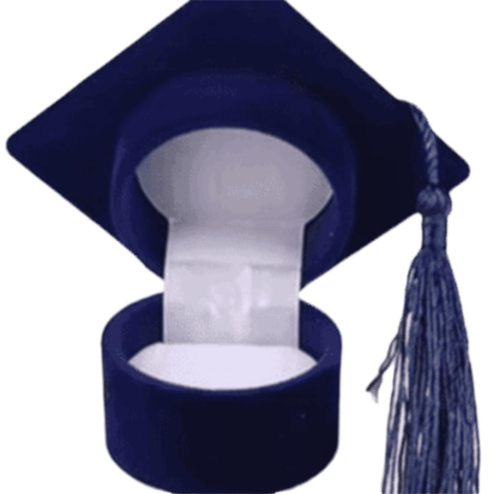 Velvet-Lined Graduation Cap Jewelry Box Phd Cap-Shaped Graduation Ring Box Presentation Box