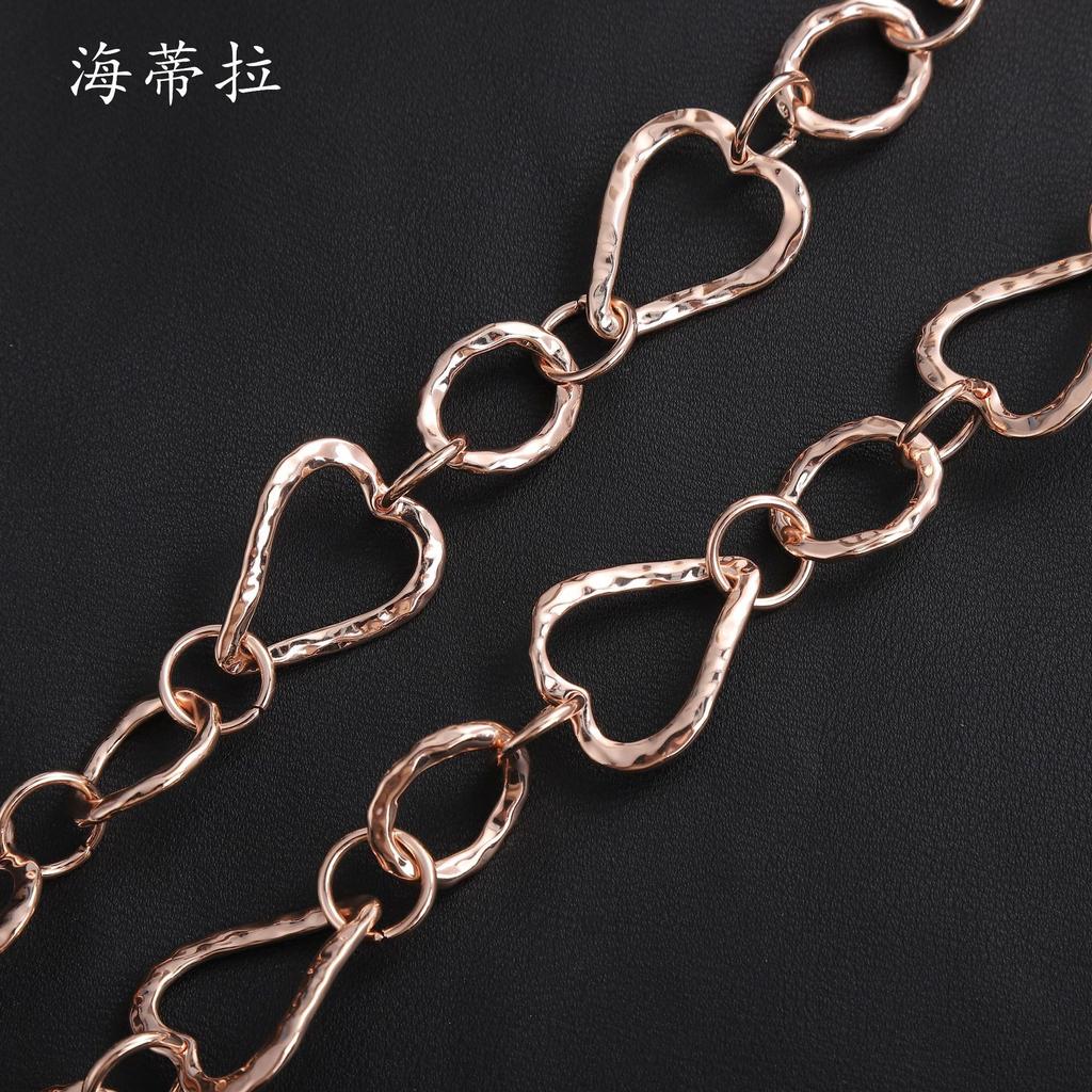 Новое полое кольцо любви длинное ожерелье, неправильное персиковое сердце женская простая и универсальная металлическая цепочка-свитер