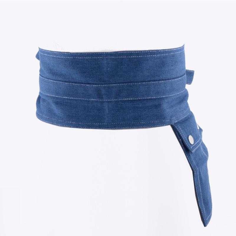 Женский джинсовый корсет с карманным поясом и широким поясом в стиле панк-рок