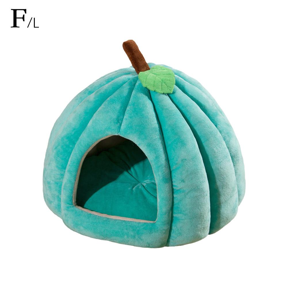 3D тыквенный домик для питомца, полузакрытый, съемное дно, нескользящий, мягкий, из полипропилена и хлопка, теплая кошачья вилла, осенне-зимняя будка для маленькой собаки