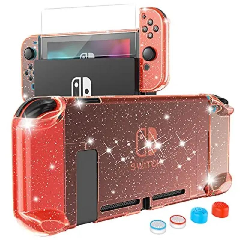 Подходит для Nintendo Switch Sparkling Crystal Case, защитный чехол из ПК-материала с защитой экрана и 4 клавишными колпачками