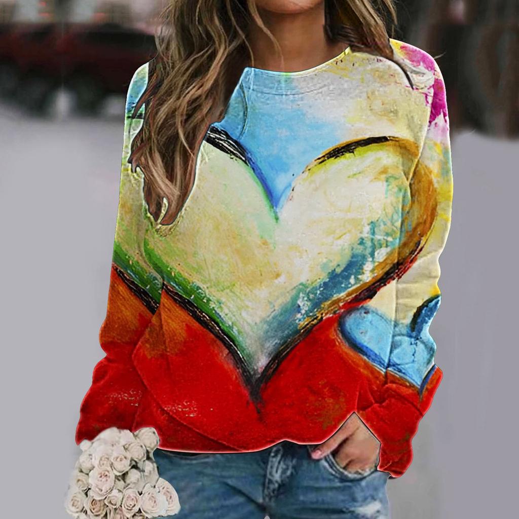 Свитшоты с принтом Love Heart 3D, новые осенне-зимние женские модные толстовки с длинным рукавом, свитера большого размера Y2k, топы, женская одежда