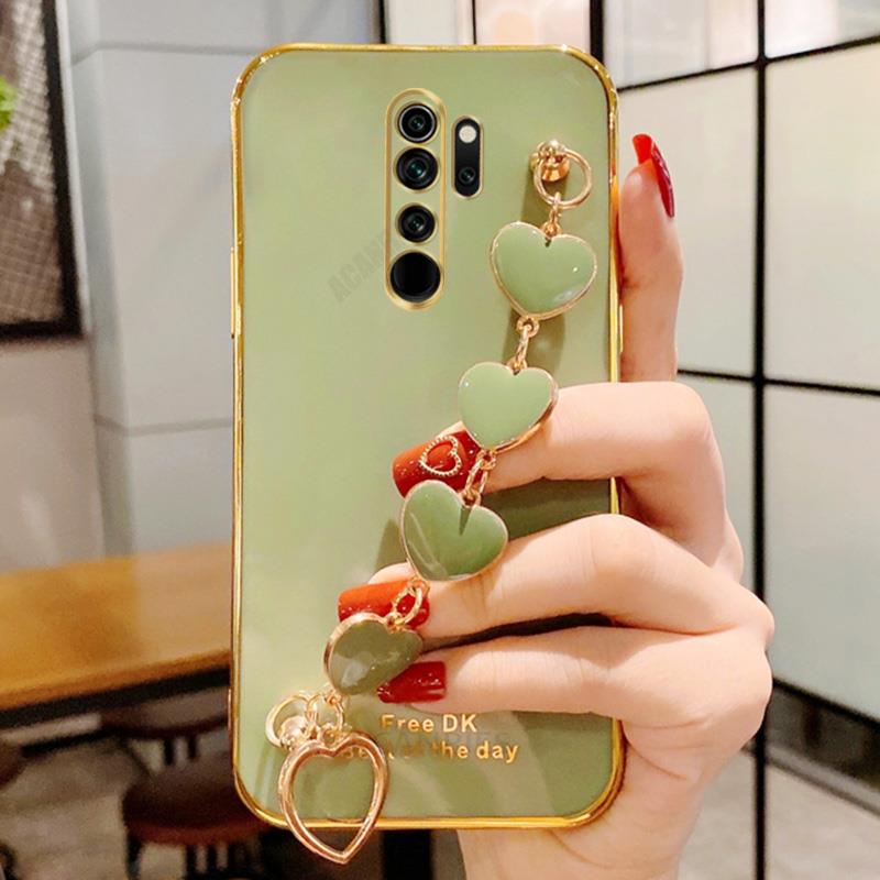 Чехол с сердечком на запястье для Xiaomi Redmi Note 8 Pro 9 8pro 8t, роскошный браслет с цепочкой Note8 2021 Note8pro, силиконовый чехол