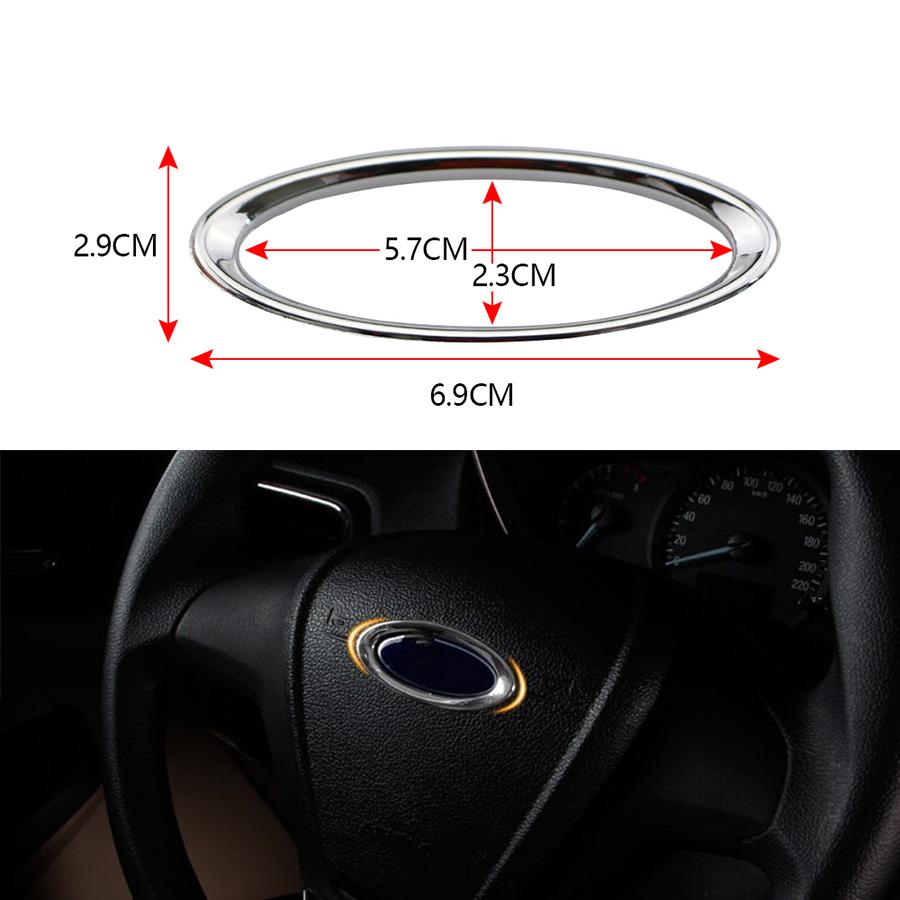 Steering Wheel ABS Chrome Trim Cover Logo Ring for Ford Focus 2 3 Fiesta Ecosport Kuga Auto Accessories