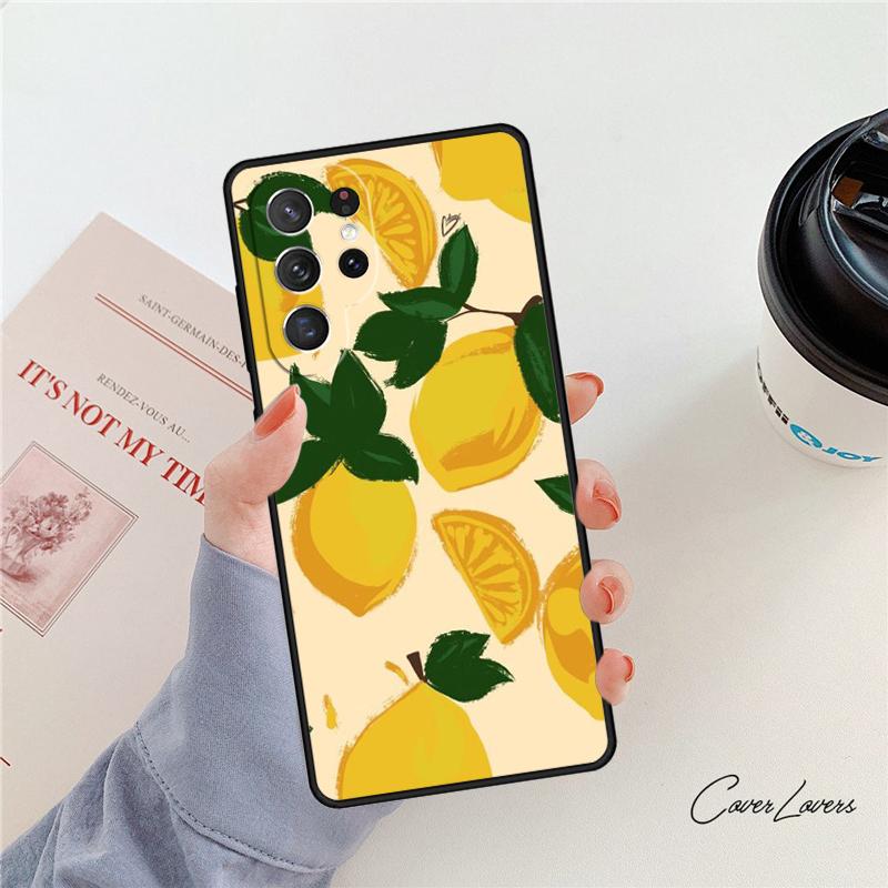Летний чехол для телефона с лимонами и листьями Для Samsung Galaxy S24 S25 S23 S22 Ultra Note 10 20 Plus S20 S21 FE Чехол