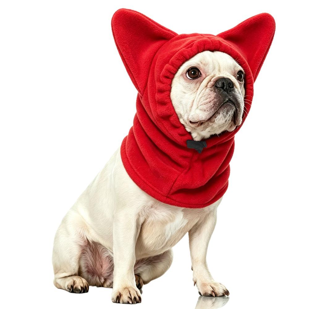 Drawstring Adjustable Dog Velvet Head Cover Comfortable Dog Headgear Dog Hooded Scarf Winter