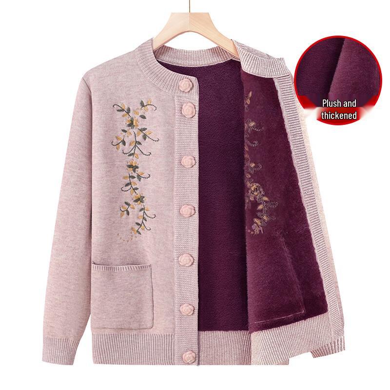 Women's Warm Knitted Cardigan Sweater for Middle-Aged & Elderly