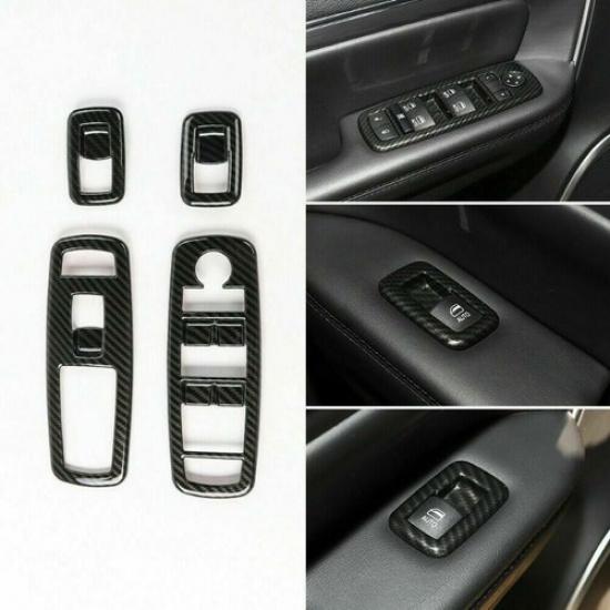 Для Jeep Cherokee 2014- Накладка на панель переключателей стеклоподъемников в салоне из углеродного волокна