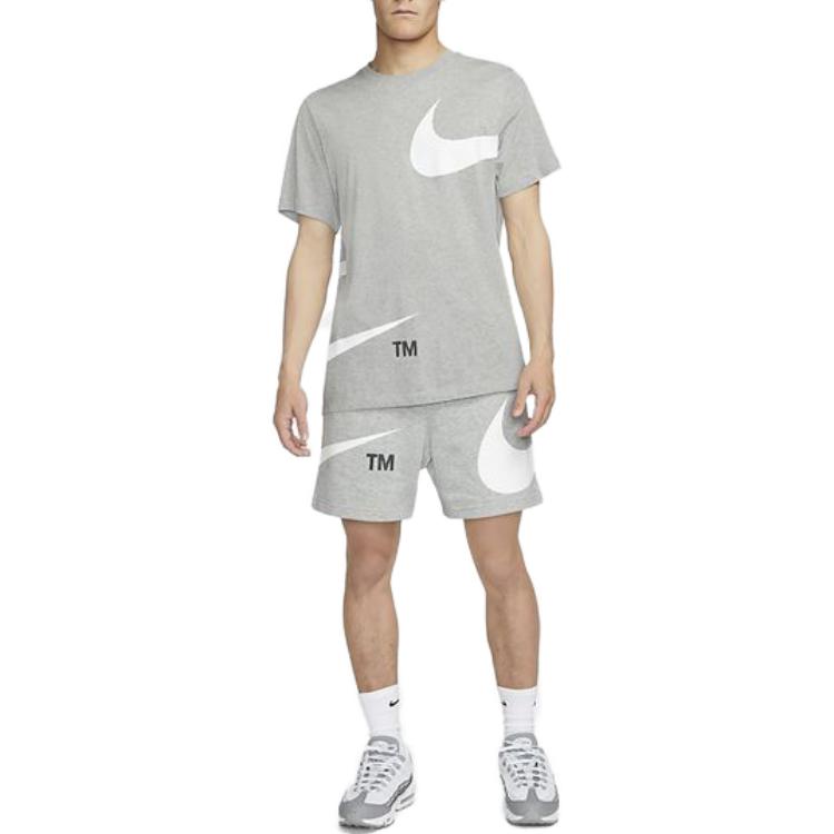 Nike Спортивная одежда Swoosh Logo Средняя посадка Эластичный полиэстер хлопок Повседневные шорты Мужские плавки Серый DD5998-063