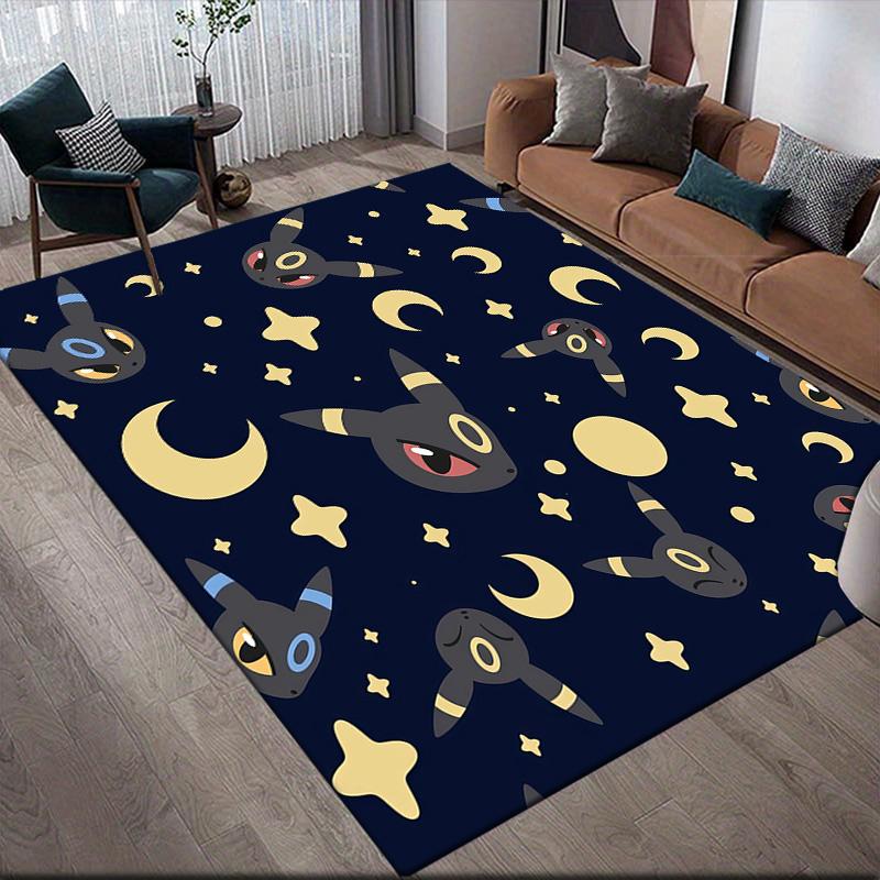 Umbreon Flannel Pattern Square Carpet,Area Rug,Carpet Rug for Living Room Bedroom Sofa Playroom Decor,Non-slip Floor Mat