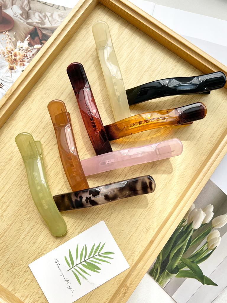 Jelly Colour Slim Bangs Clip Barrettes Duckbill Clip Women's Simple Leopard Hair Clip,Korean Hair Barrettes Hair Accessories