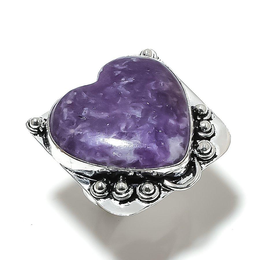 Лепидолит Камень Ручная работа Серебро 925 пробы Ювелирное кольцо Размер 10 i2a66