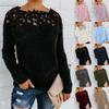 Women's Fashion Casual Solid Color Lace Stitching One-neck Lace Long-sleeved Sweater