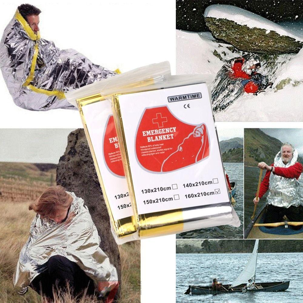 1 шт. Многоразовое аварийное одеяло Ветрозащитное фольгированное одеяло Одеяло от гипотермии Фольгированное термоодеяло Зима