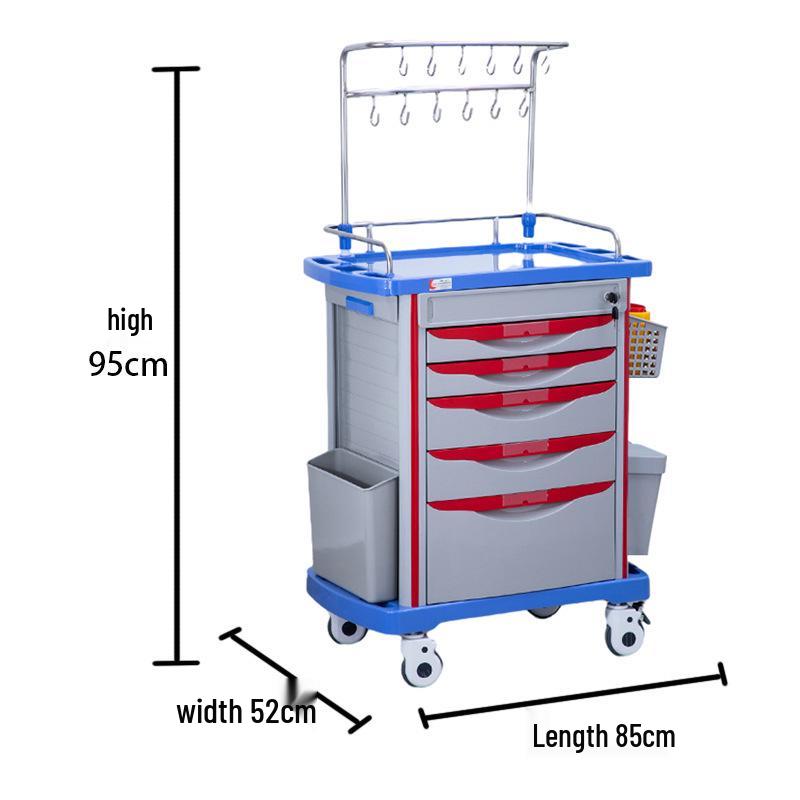 ABS Emergency Medical Cart with Flip-Top and Multiple Drawers