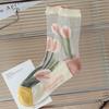 Breathable Women Summer Socks Transparent Girls Mid-calf Socks Casual Lace Socks