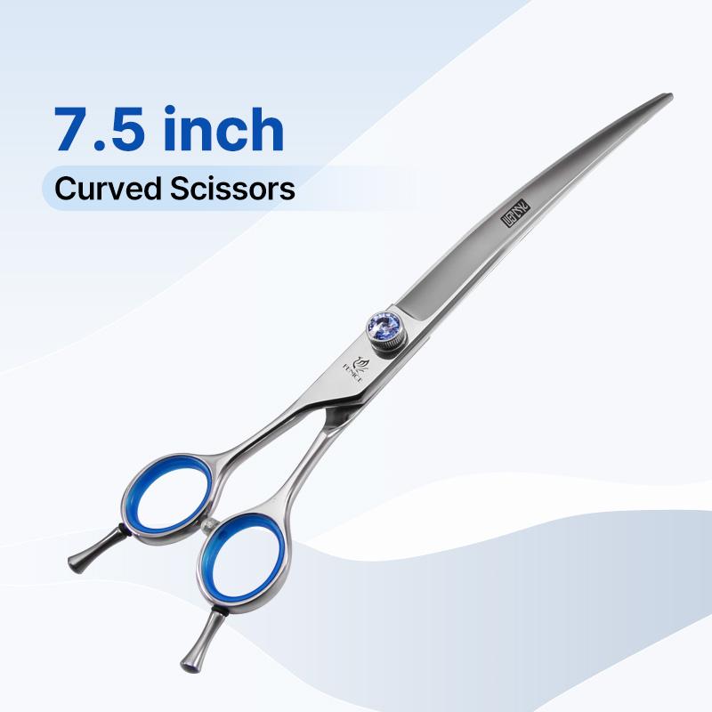 Fenice Professional 7.0/7.5/8 дюймов Сталь JP440C Ножницы для левой руки Синий бриллиант Двойной хвост Набор ножниц для ногтей для стрижки домашних собак