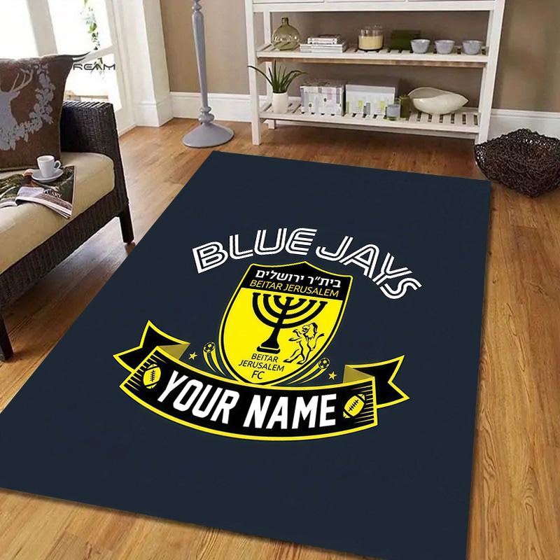 Custom Name Beitar Jerusalem Flannel Pattern Square Carpet,Area Rug,Carpet Rug for Living Room Bedroom Sofa Playroom Decor,Non-slip Floor Mat
