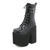 2024 Women's Short Boots Patent Leather Square Head Double Waterproof Platform Thick Heel Super Heel Women And Bare Boots
