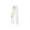 Li Ning Fitness Series Letter Print Straight Leg Fleece Warm Antibacterial Loose Knit Sports Pants Women Bottoms Champagne-White AKLT804-1