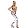 European-American Fashion Faux Patent Leather Mid-Waist Stretch Pants - Bright, Nine-Point Length