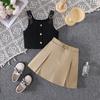 Детские юбки Детская одежда 8-12 лет Девочки весна-лето новый трикотажный плиссированный комплект юбки на шее