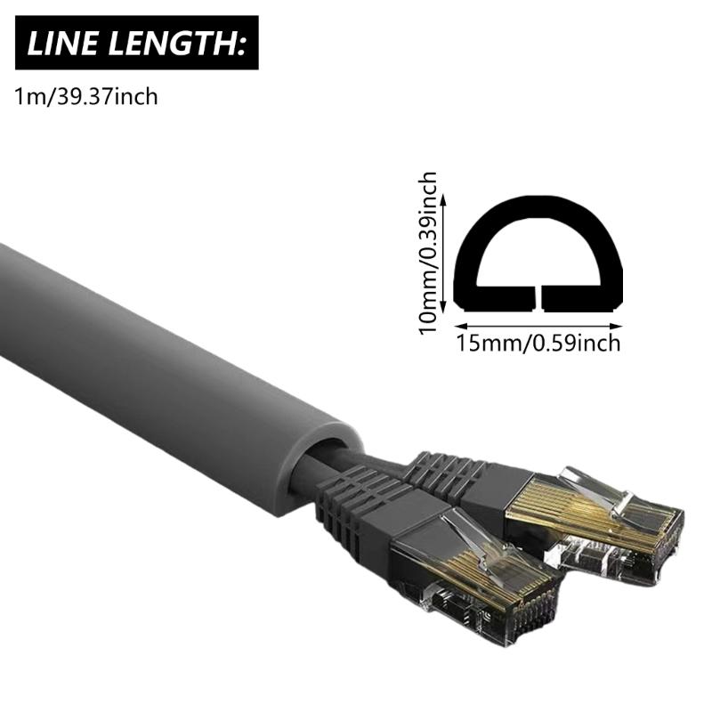 1m Long Cable Management Cover Wall Cord Concealer PVC Trunking Wire Line Hider for Home Office Easy Installation