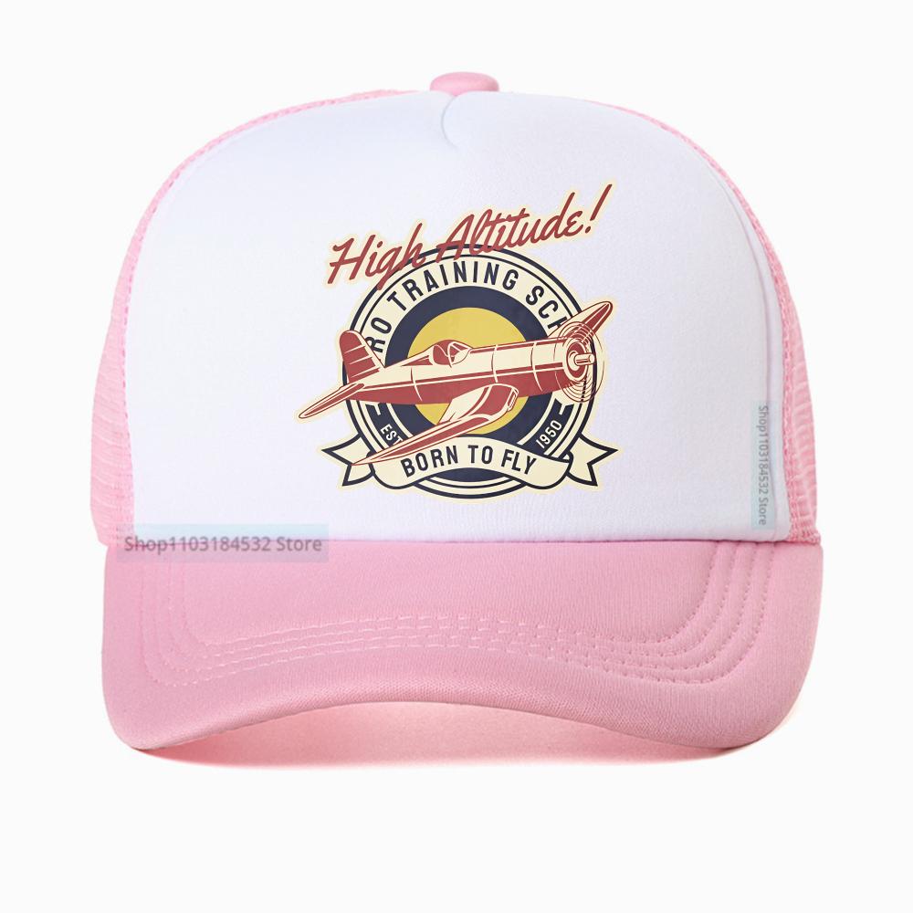 Funny High Altitude BORN TO FLY Vintage Airplane Baseball Cap Unisex Harajuku Summer Fashion Mesh Breathable Trucker Hat