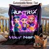 Flannel Blanket Kpop Demon Hunters Print Custom Name Text Soft Throw for Sofa Bed