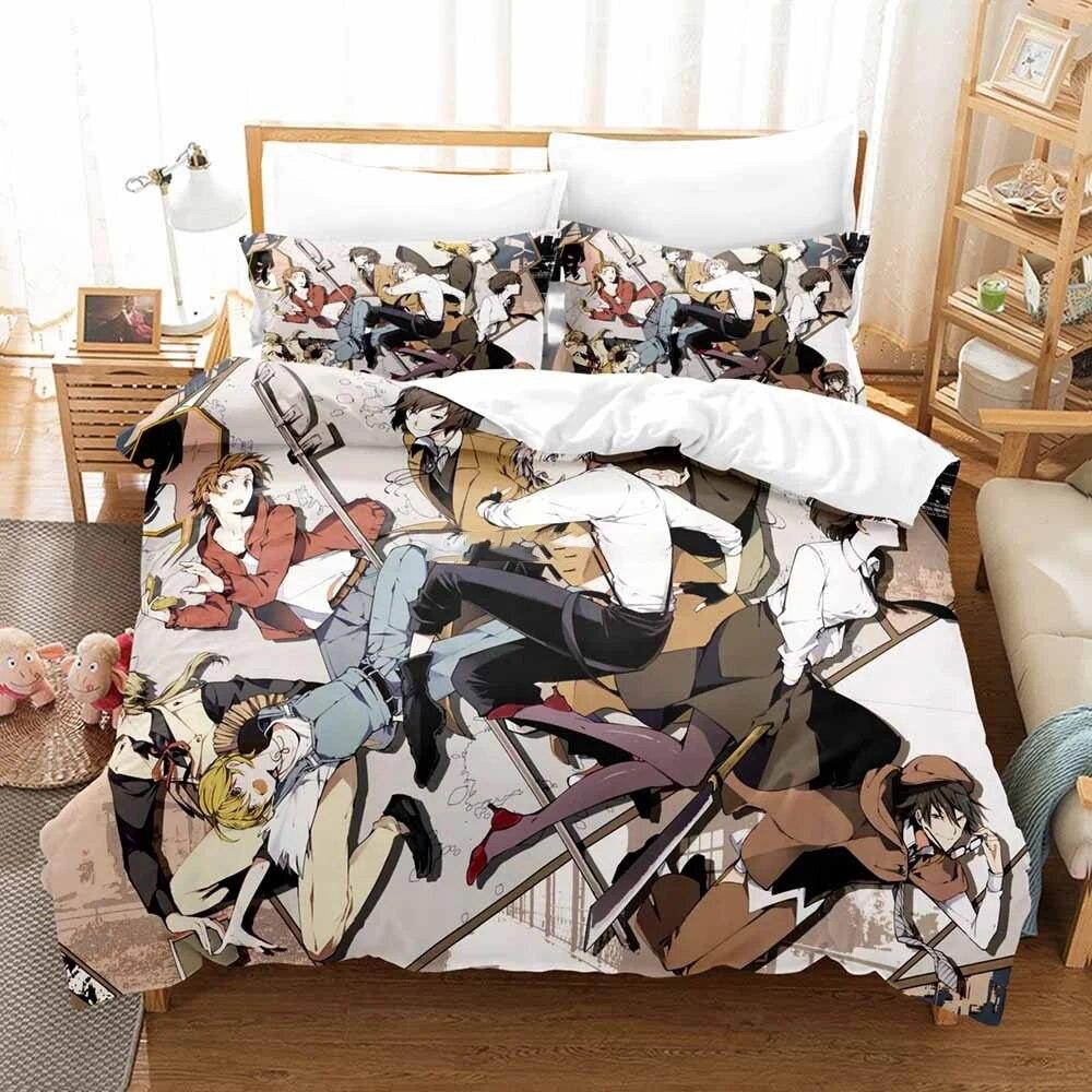 Аниме Bungo Stray Dogs Комплект постельного белья для мальчиков и девочек Twin Queen Size Пододеяльник Наволочка Кровать Дети Взрослые Мода Домашний текстильextile