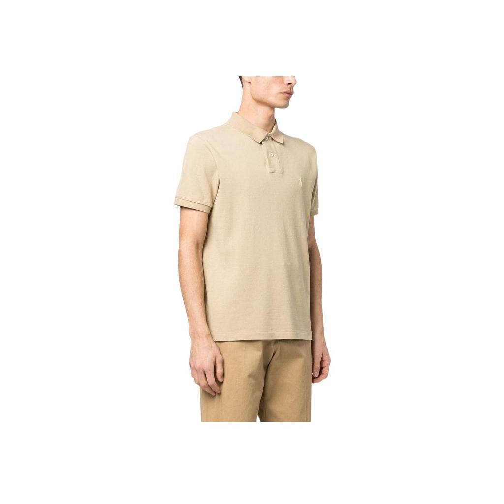 Polo Ralph Lauren SS23 Solid Color Logo Embroidered Short Sleeve Polo Shirt Men Tops Beige 710680784-306