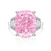 925 Sterling Silver Fashion Luxury Ice Flower Cut Square Crystal Zircon Ring, Birthday Anniversary Wedding Party Gift