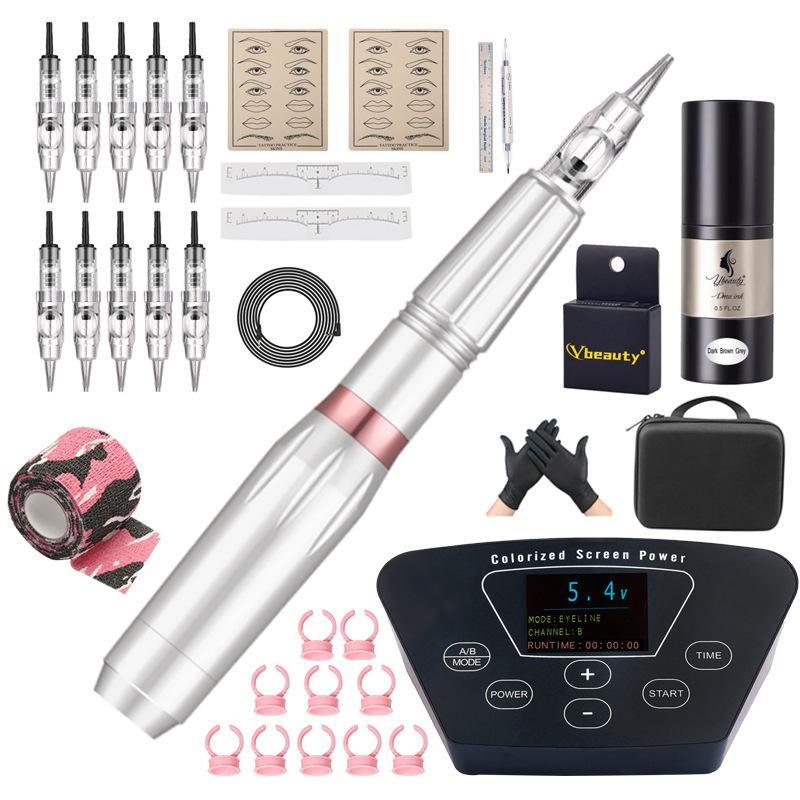 Ybeauty Набор для вышивки бровей с татуировкой Многофункциональная панель управления Блок питания Полный набор для татуировок бровей Комбинированный пакет