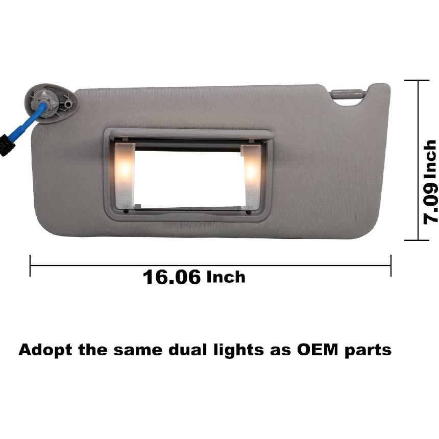 NHILES Left Driver Side Sun Visor Compatible With Honda Accord 2008 2009 2010 2011 2012 2013 2014 2015 2016 2017 With Light Replaces #