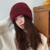 Шерстяная шапка бини в корейском стиле: Теплая, однотонная вязаная шапка с защитой ушей для женщин с большим обхватом головы