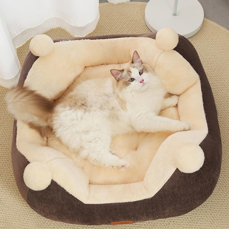 Thicken Pet Cat Bed Soft Plush Pet Sleeping Bed for Cats Small Medium Dogs Removable Pet Sofa Lovely Kitten Nest Cat Accessories