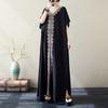 Women Plus Size Vintage Embroidery V-neck Batwing Sleeve Dress Maxi Dress Summer Loose Beach Bohemian Holiday Dresses