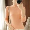 New Spring and Autumn Thin Knitted Sweater Female Slim Solid Color 7-point Sleeve Sweater Temperament Thin Solid Color Pullover Half Turtleneck