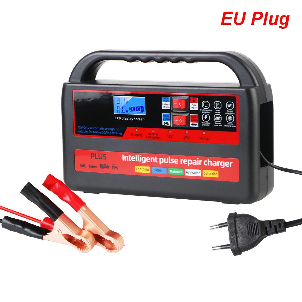 130W Power 24V 12V Car Battery Charger Intelligent Automatic Pulse Repair Digital For Lead Acid Batteries Household Storage Cell