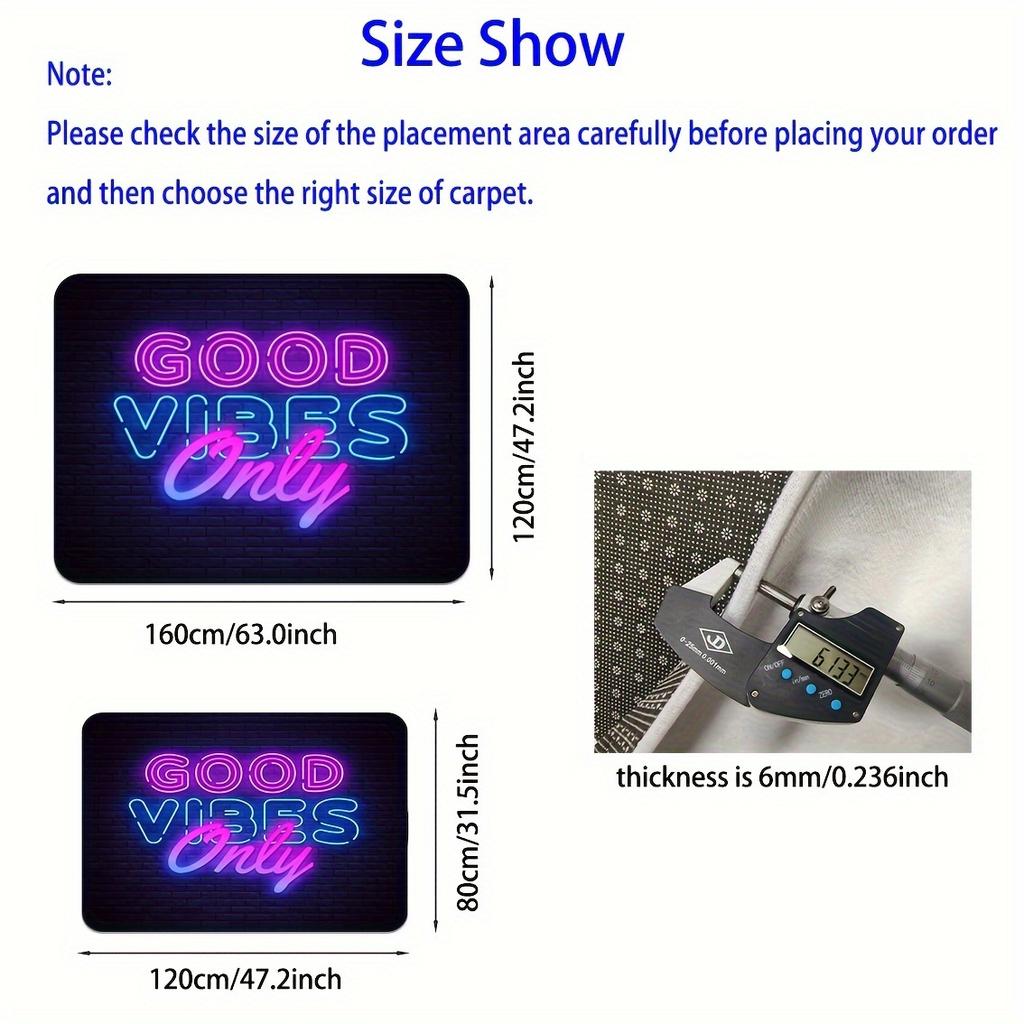 Soft and Comfortable Good Vibes Only Design Area Carpet-non-slip, Crystal Velvet Cushion for Game Room, Bedroom Decoration