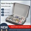 Портативная черная и сине-серая кожаная коробка для часов на молнии с 6, 10 или 12 отделениями - Шкатулка для хранения ювелирных изделий с откидной крышкой