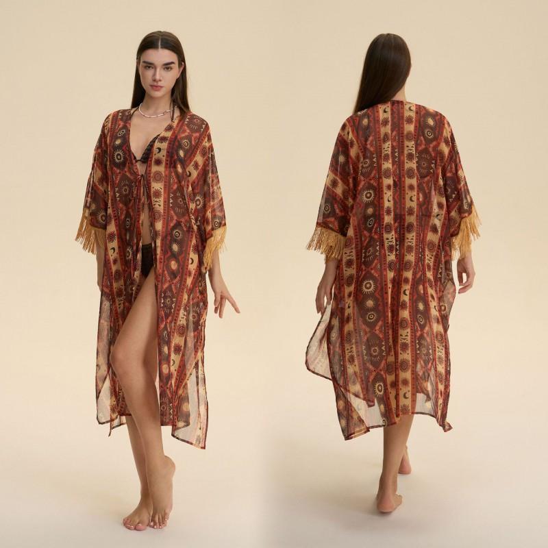 Chiffon Nightgown Beach Cover Up Robe Women One Size Lightweight Loungewear