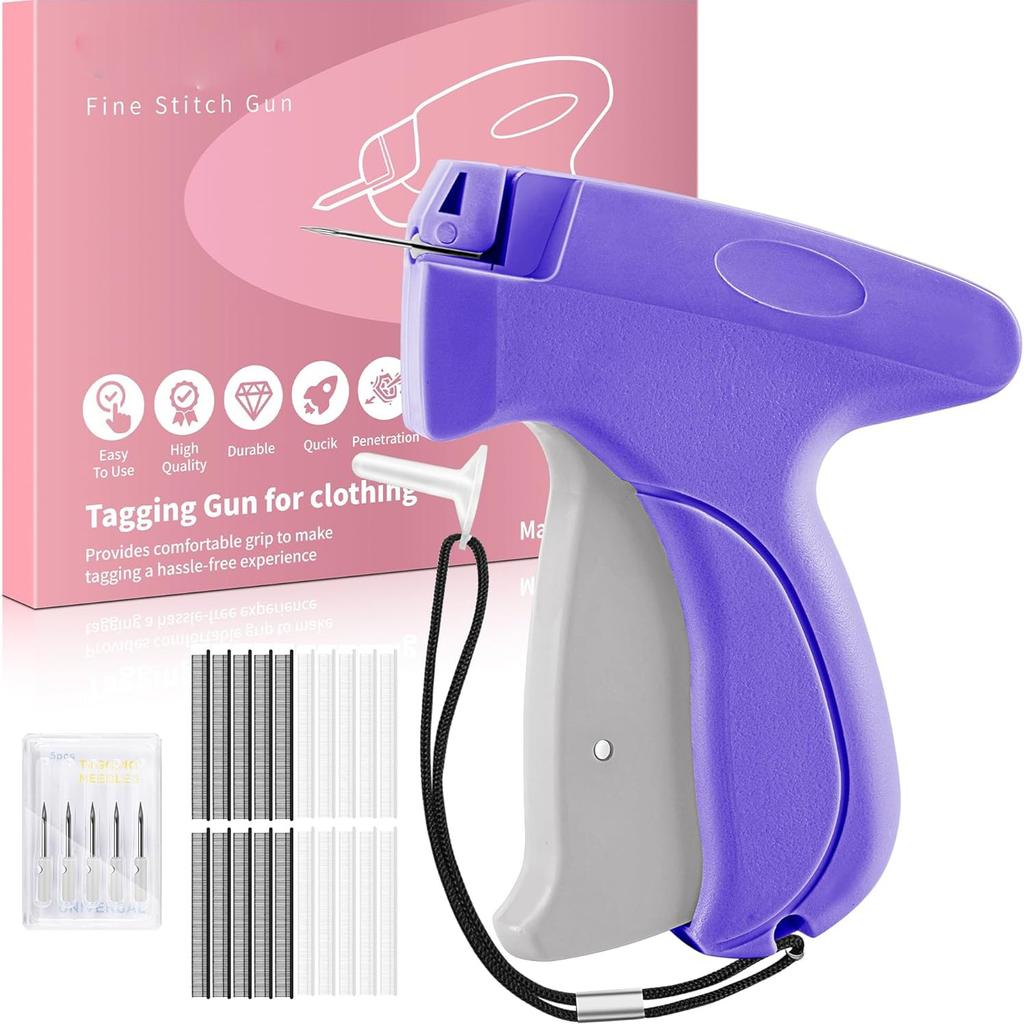 Stitchy Gun for Clothes, Mini Quick Clothing Fixer for Sewing, Quilting, Hemming,Tagging Gun with 6 Needle,1000 Black Fasteners & 1000 White Fasteners
