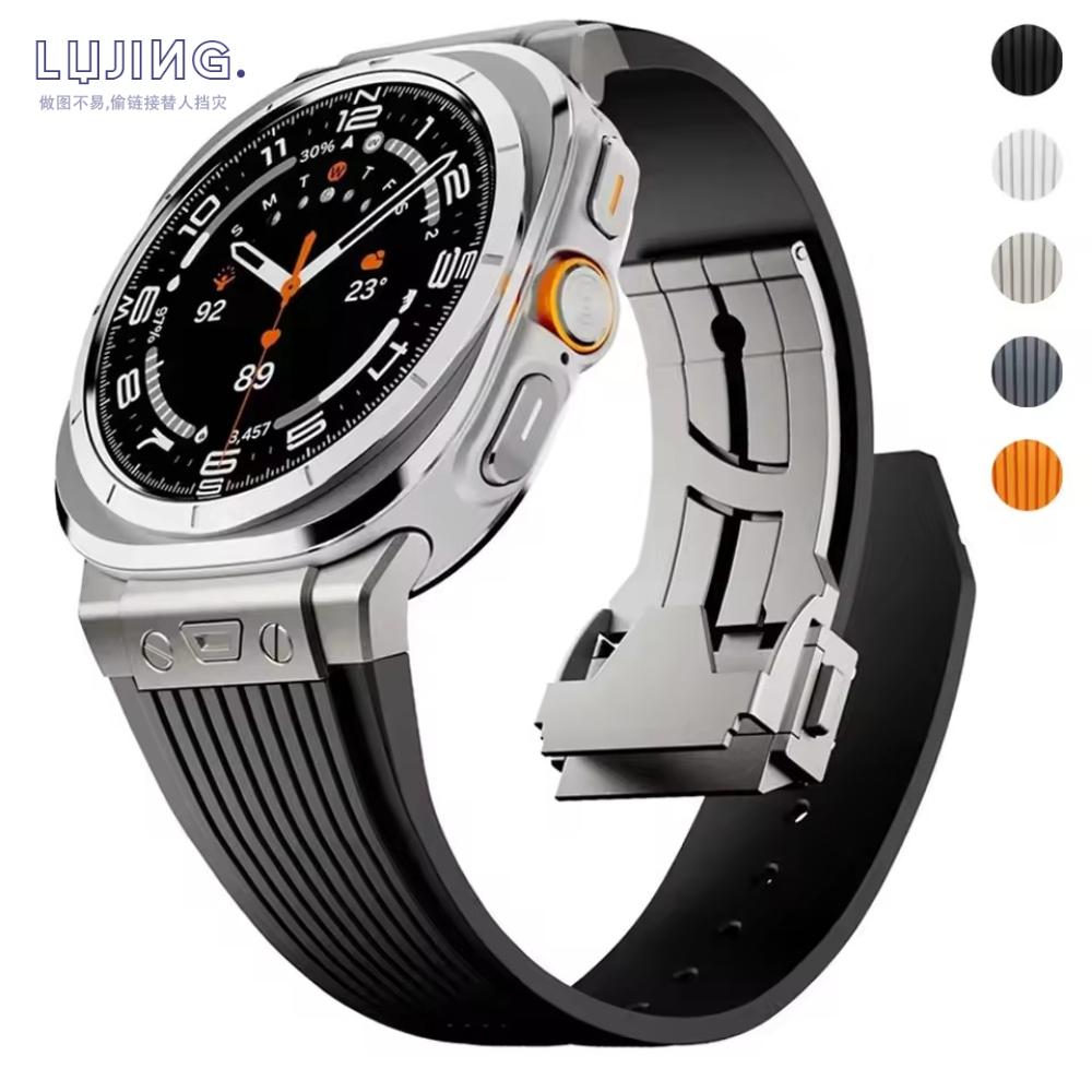 Спортивный ремешок для Samsung Galaxy Watch Ultra 2025 Пряжка из нержавеющей стали Мужской роскошный ремешок для Samsung Galaxy Watch 7 Ultra 47 мм Ремешок