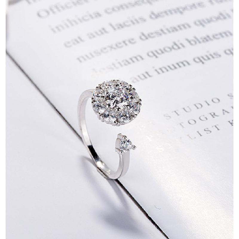 Вращающееся кольцо из стерлингового серебра 925 пробы, открытое кольцо, модное, супер-флэш, микро-инкрустированное цирконием, модное