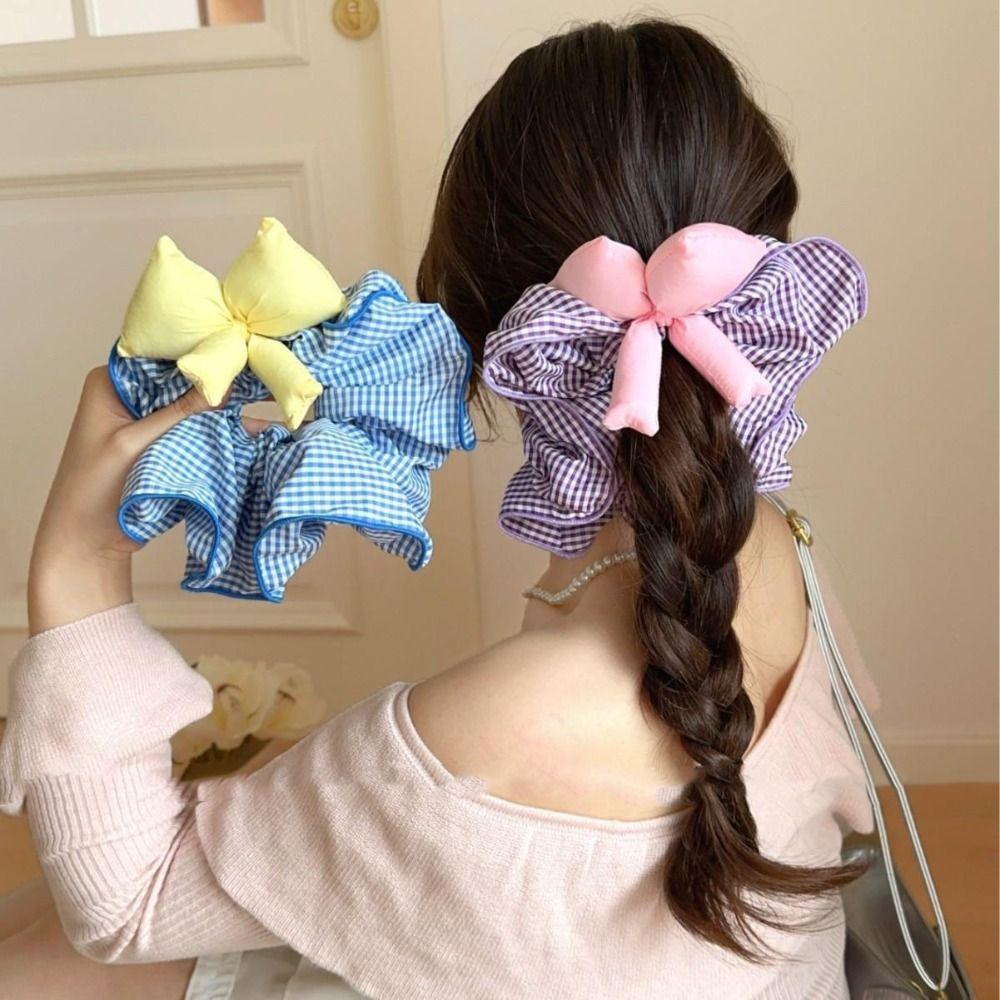 Тканевые резинки для волос с решеткой, милые большие резинки для волос, модные рюши для волос, веревки для вечеринок