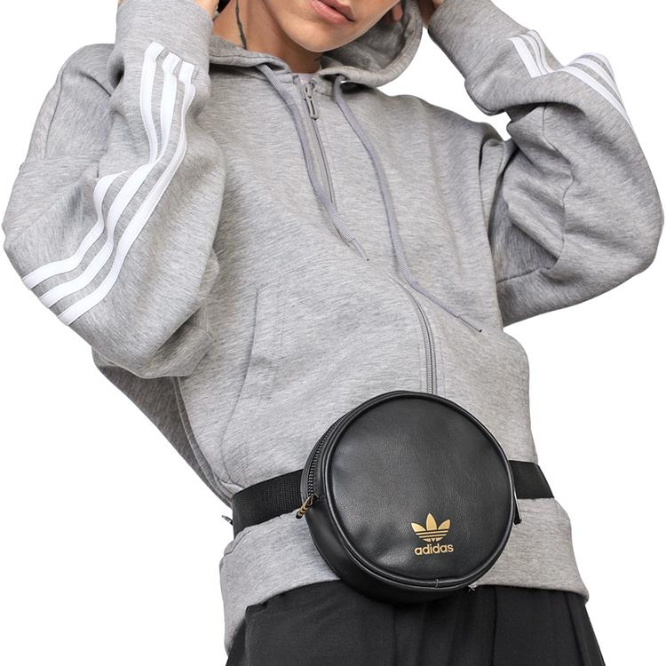 adidas Оригиналы Золотая этикетка Логотип Круглая Полиуретановая Наплечная Сумка-кроссбоди Мини Сумки Женские Черный FL9628