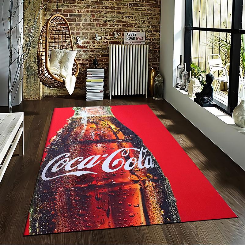 "Красная дорожка с принтом бутылки Coca-Cola для домашнего декора" Подходит для использования в качестве противоскользящего покрытия для гостиной, спальни, диванов