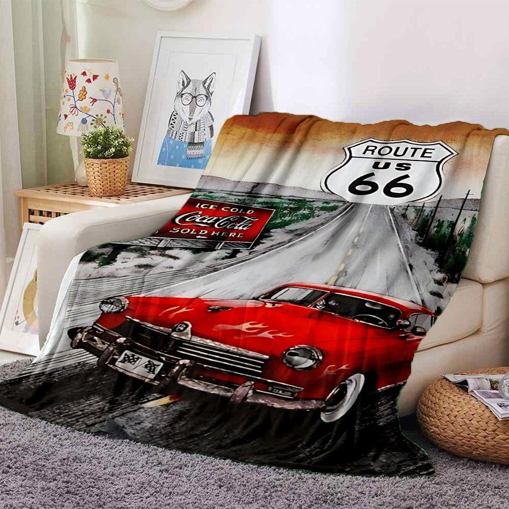 1pc Route 66 3 Blanket Soft Warm Throw for Home, Office, Travel All Season Cozy Bedding Gift, Office Cozy Accessory